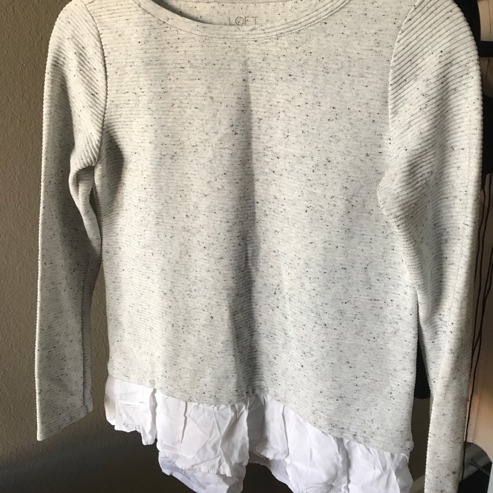 LOFT long sleeve top with ruffle on the bottom